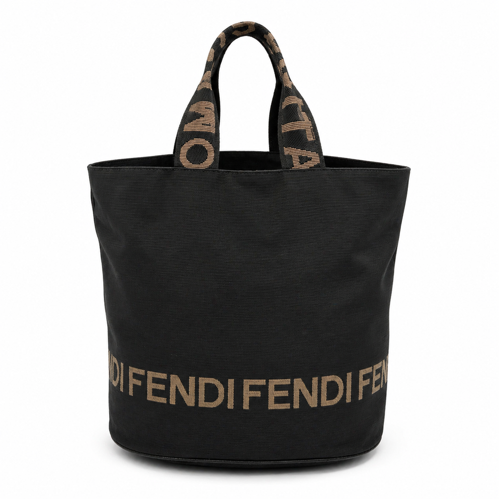 Fendi Logo Canvas Tote Bag (Zucca Strap Detail)