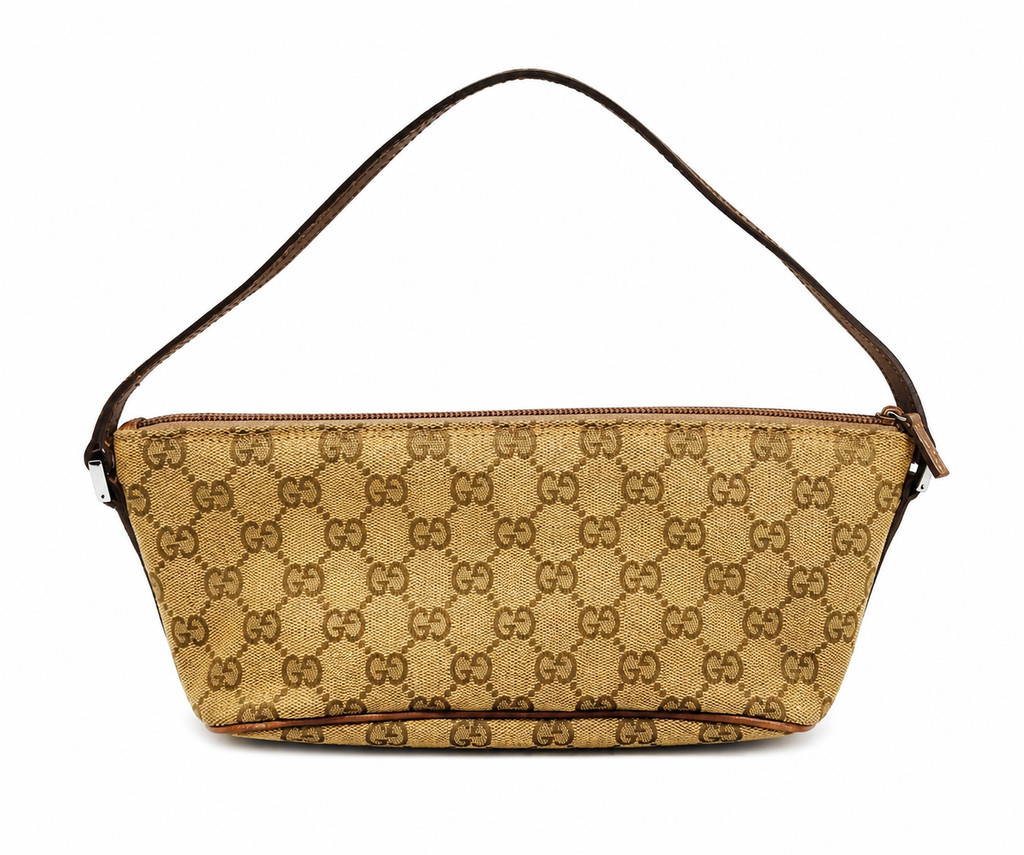 Gucci GG Canvas Mini Pouchette Bag (Gold)