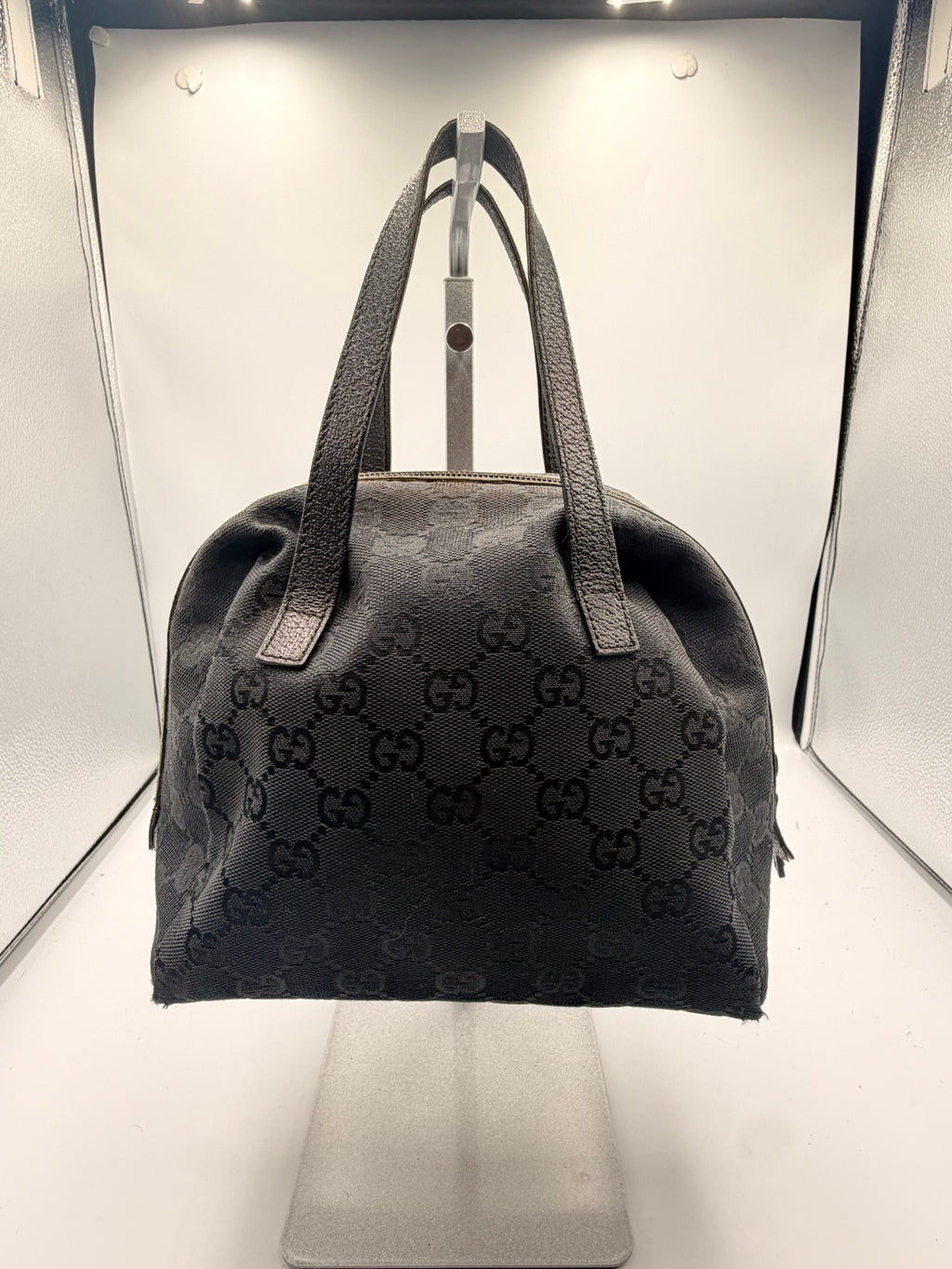 Black GG Monogram Mini Handbag
