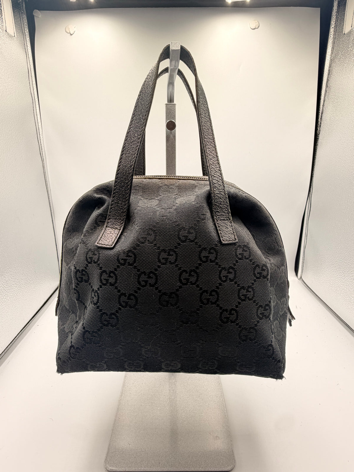 Black GG Monogram Mini Handbag