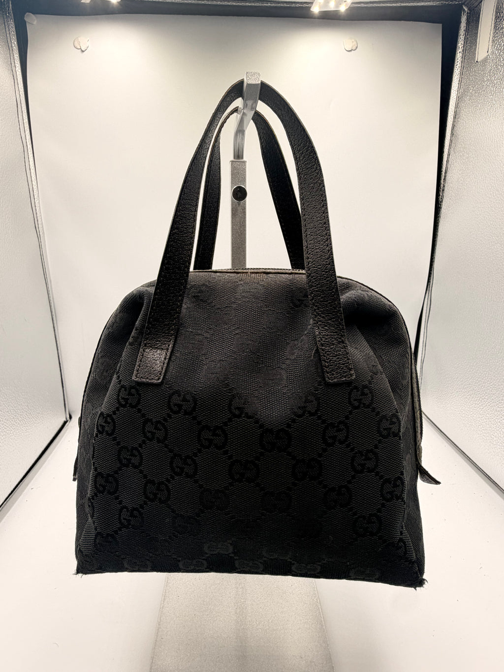 Black GG Monogram Mini Handbag