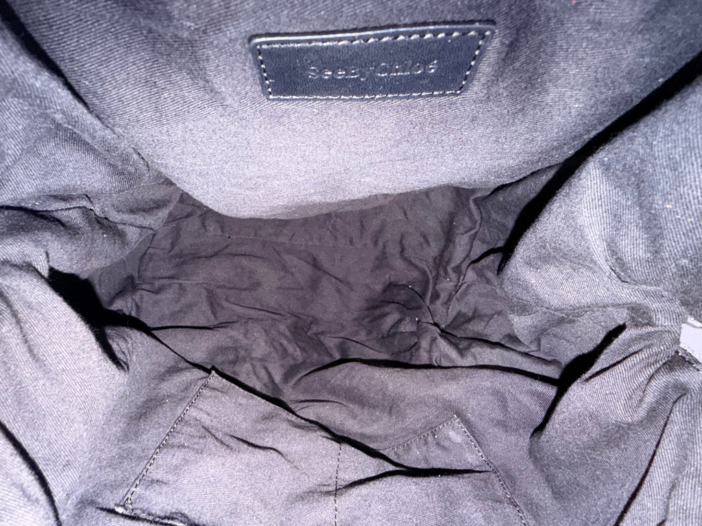 See by Chloé Black Puffer Tote Bag with Gold Star Charm