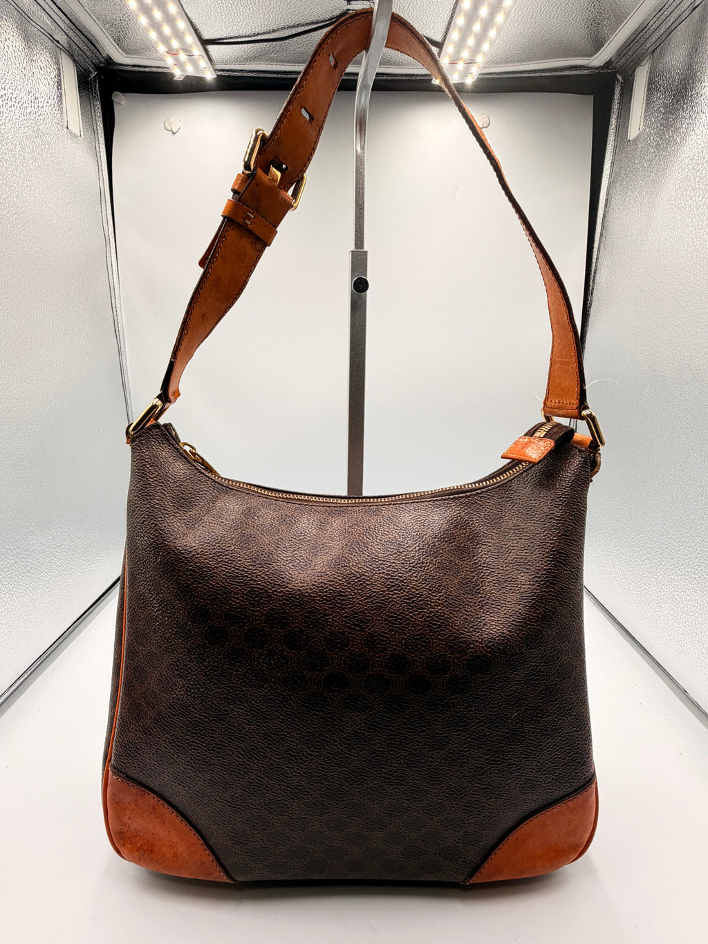 Celine Macadam Brown Leather Shoulder Bag