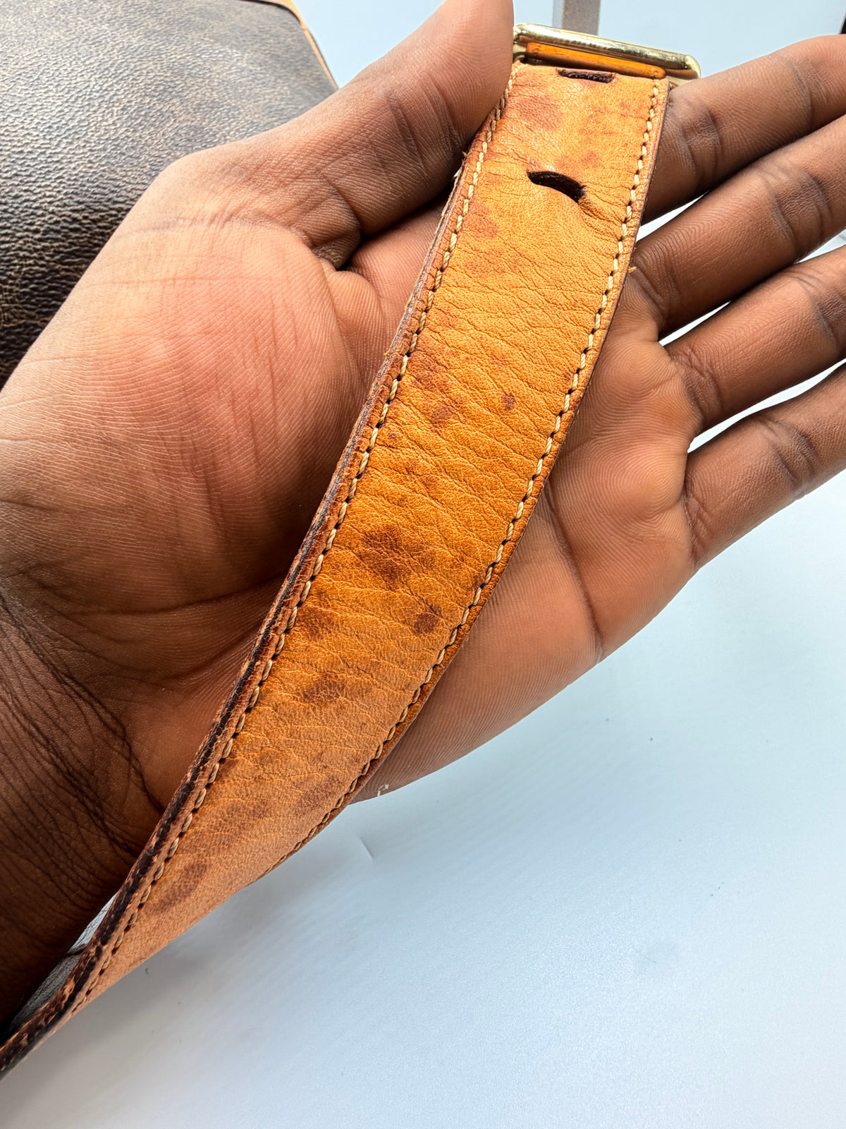 Celine Macadam Brown Leather Shoulder Bag