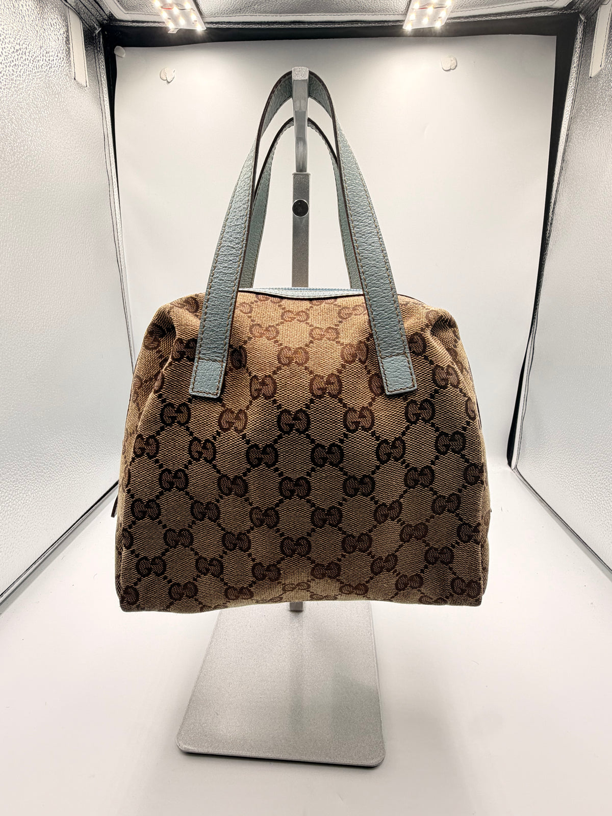 Blue GG Monogram Mini Handbag