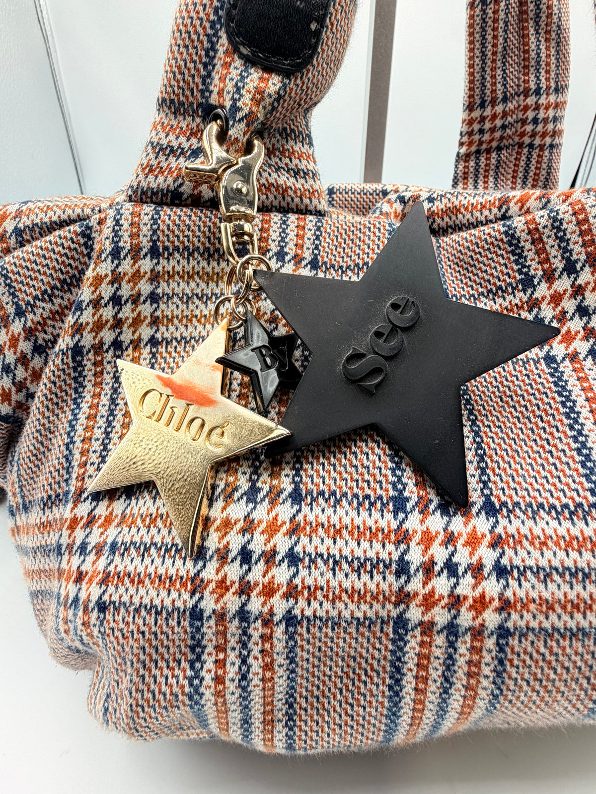 See by Chloé Plaid Shoulder Bag with Star Charms
