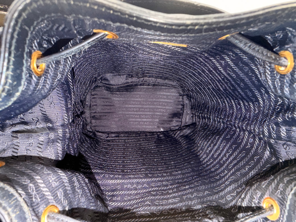 Prada Black Nylon Logo Bucket Bag
