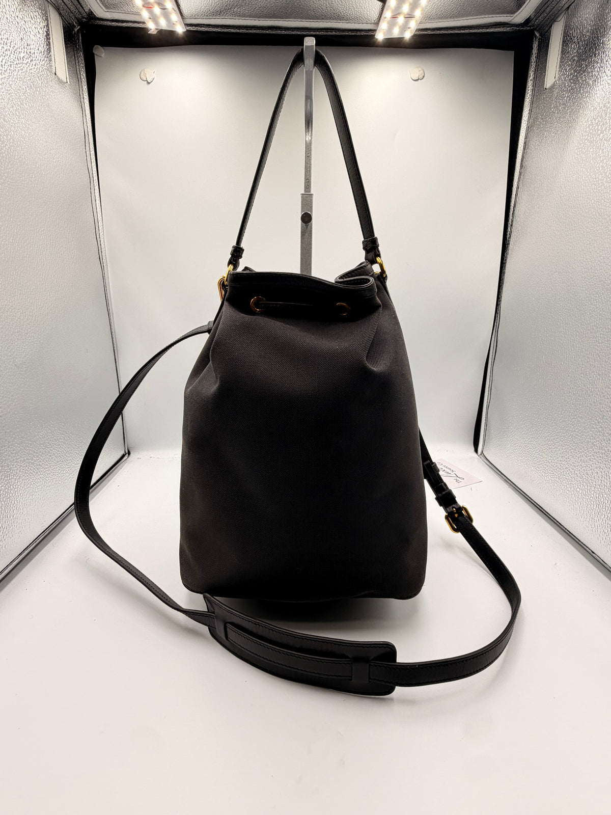 Prada Black Nylon Logo Bucket Bag