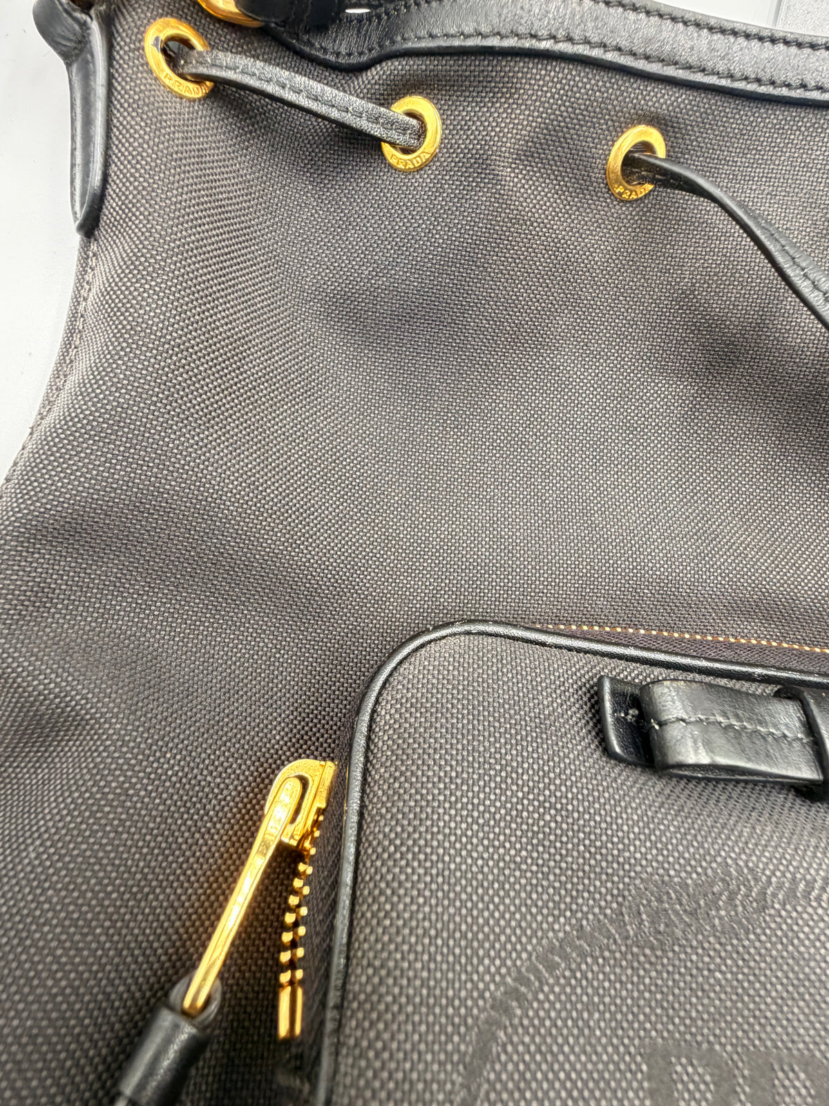 Prada Black Nylon Logo Bucket Bag