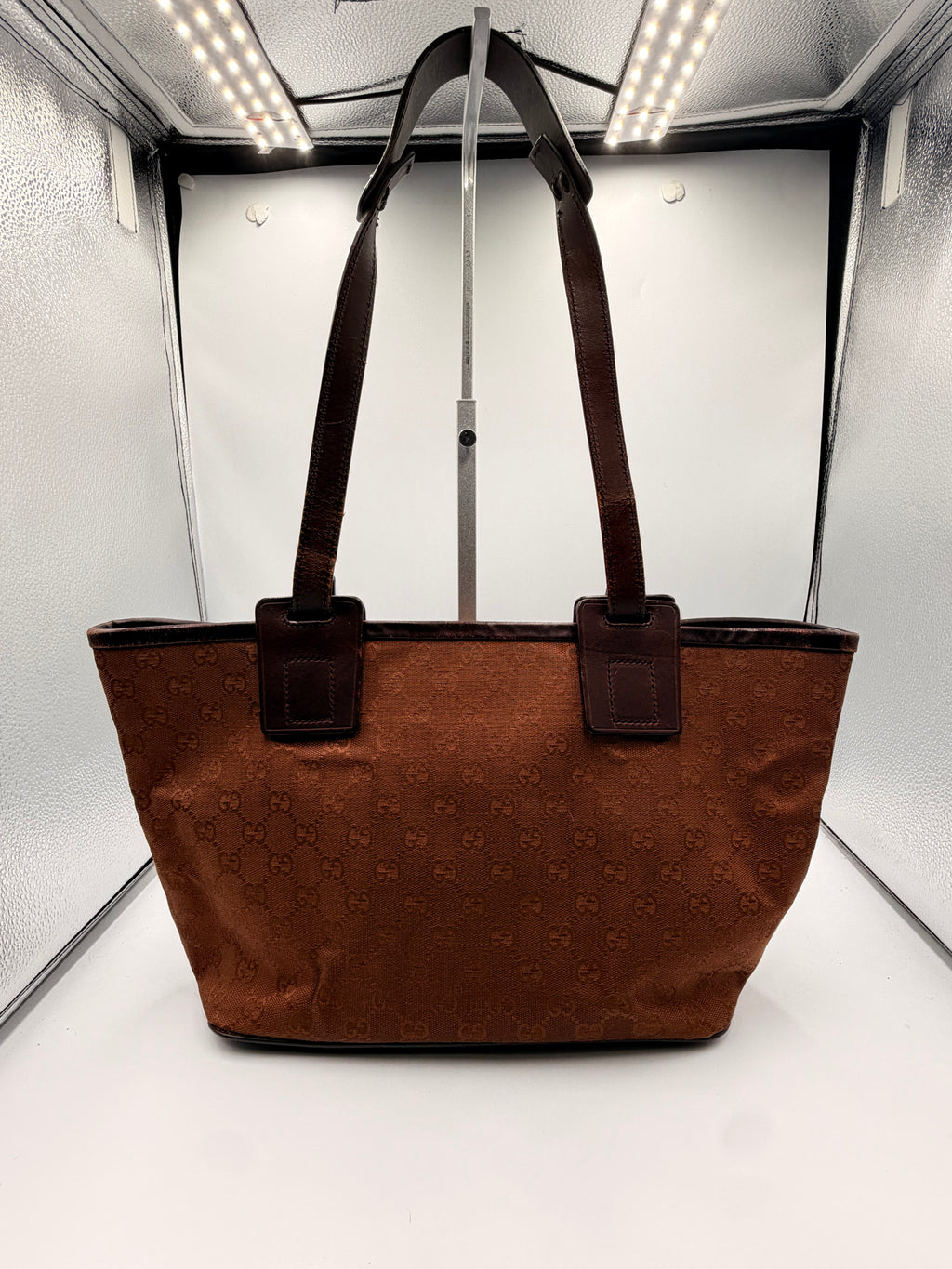 Gucci Brown GG Monogram Canvas Shoulder Tote Bag