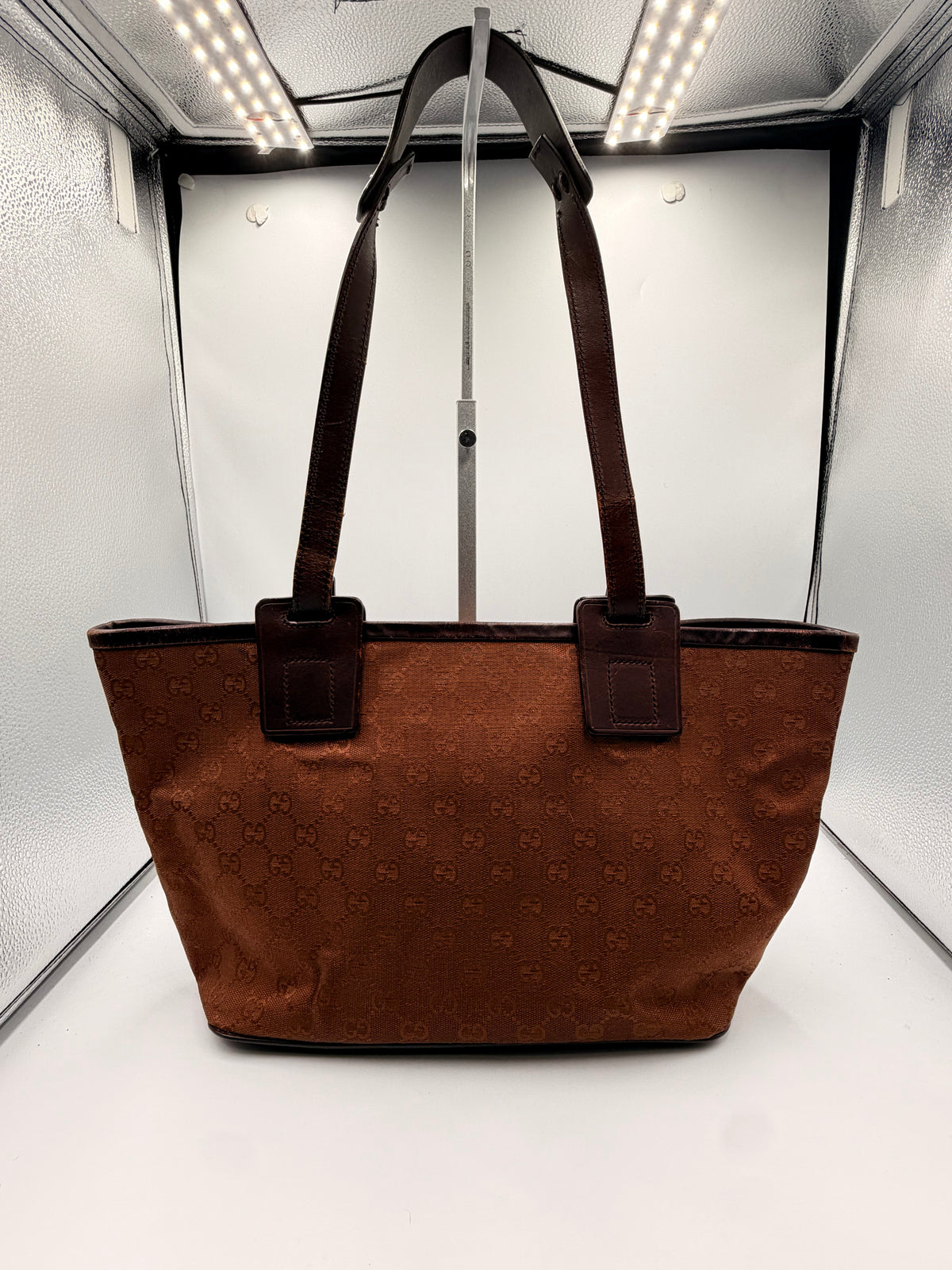 Gucci Brown GG Monogram Canvas Shoulder Tote Bag