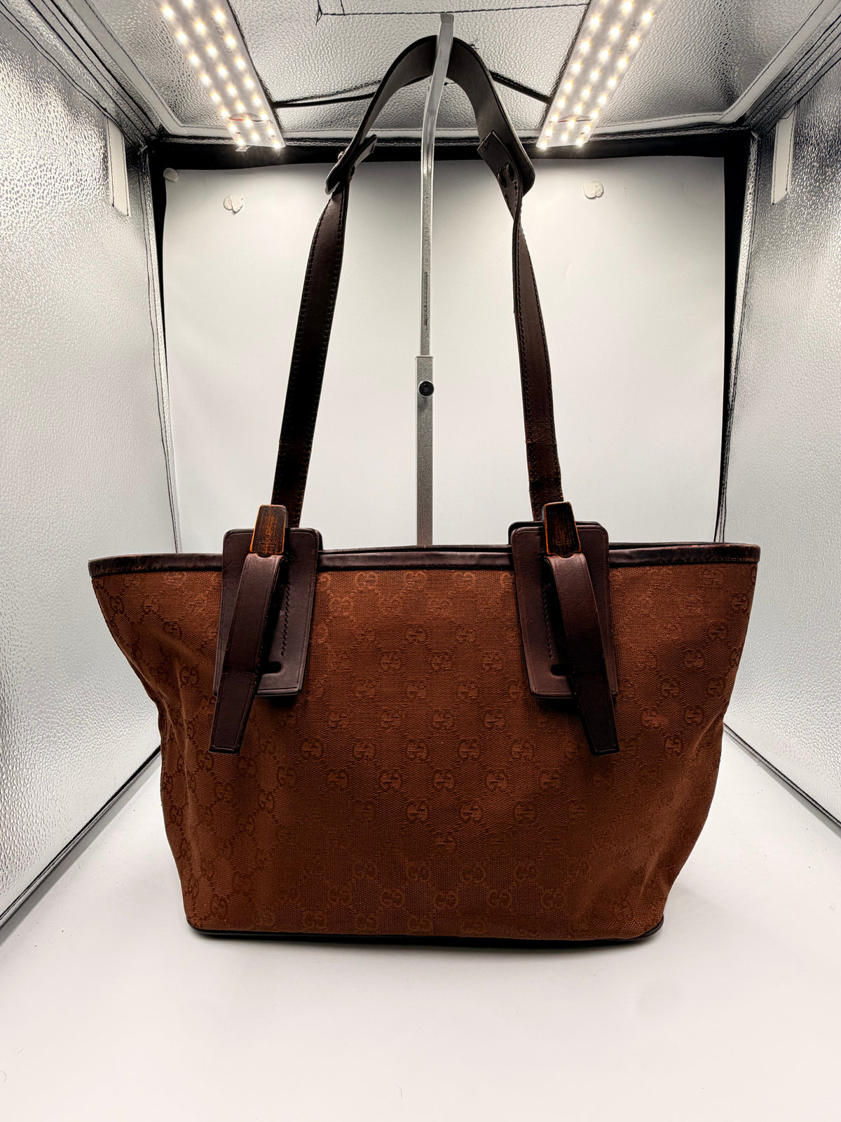 Gucci Brown GG Monogram Canvas Shoulder Tote Bag