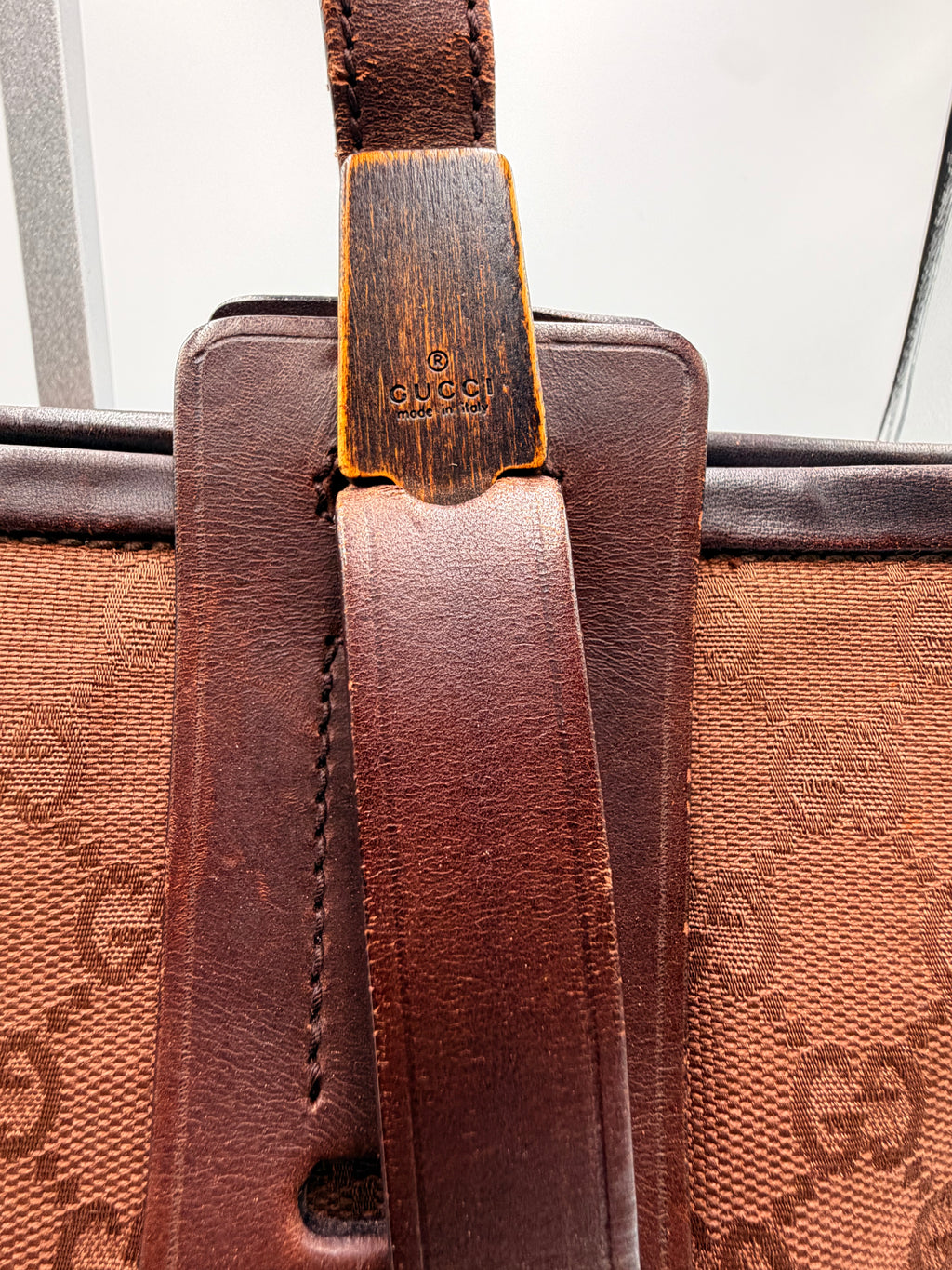 Gucci Brown GG Monogram Canvas Shoulder Tote Bag