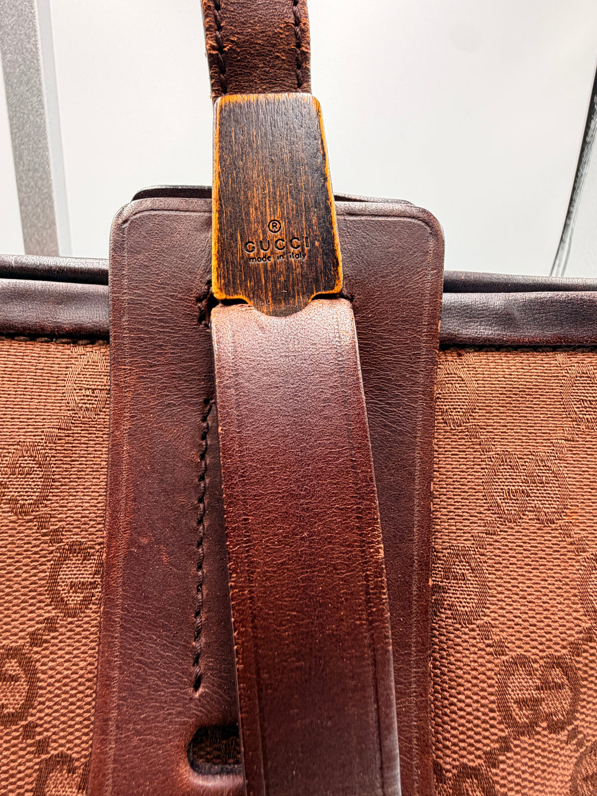 Gucci Brown GG Monogram Canvas Shoulder Tote Bag