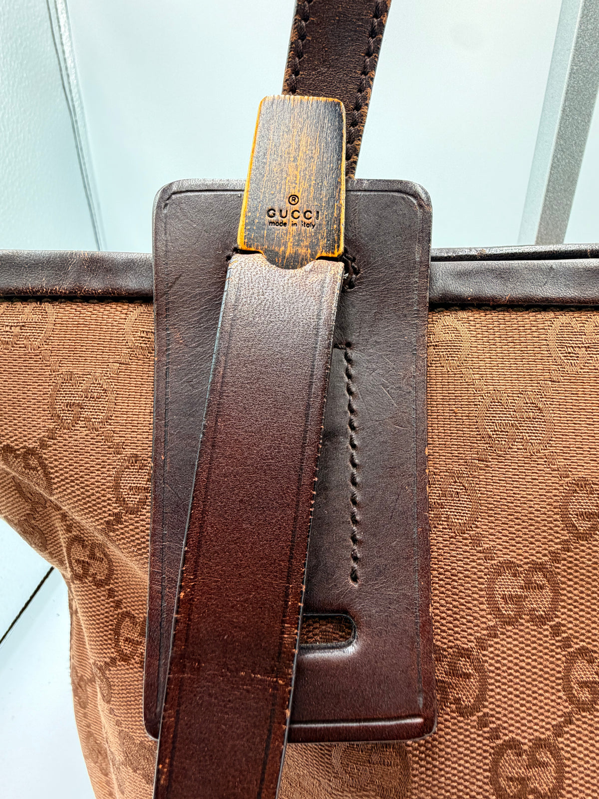 Gucci Brown GG Monogram Canvas Shoulder Tote Bag