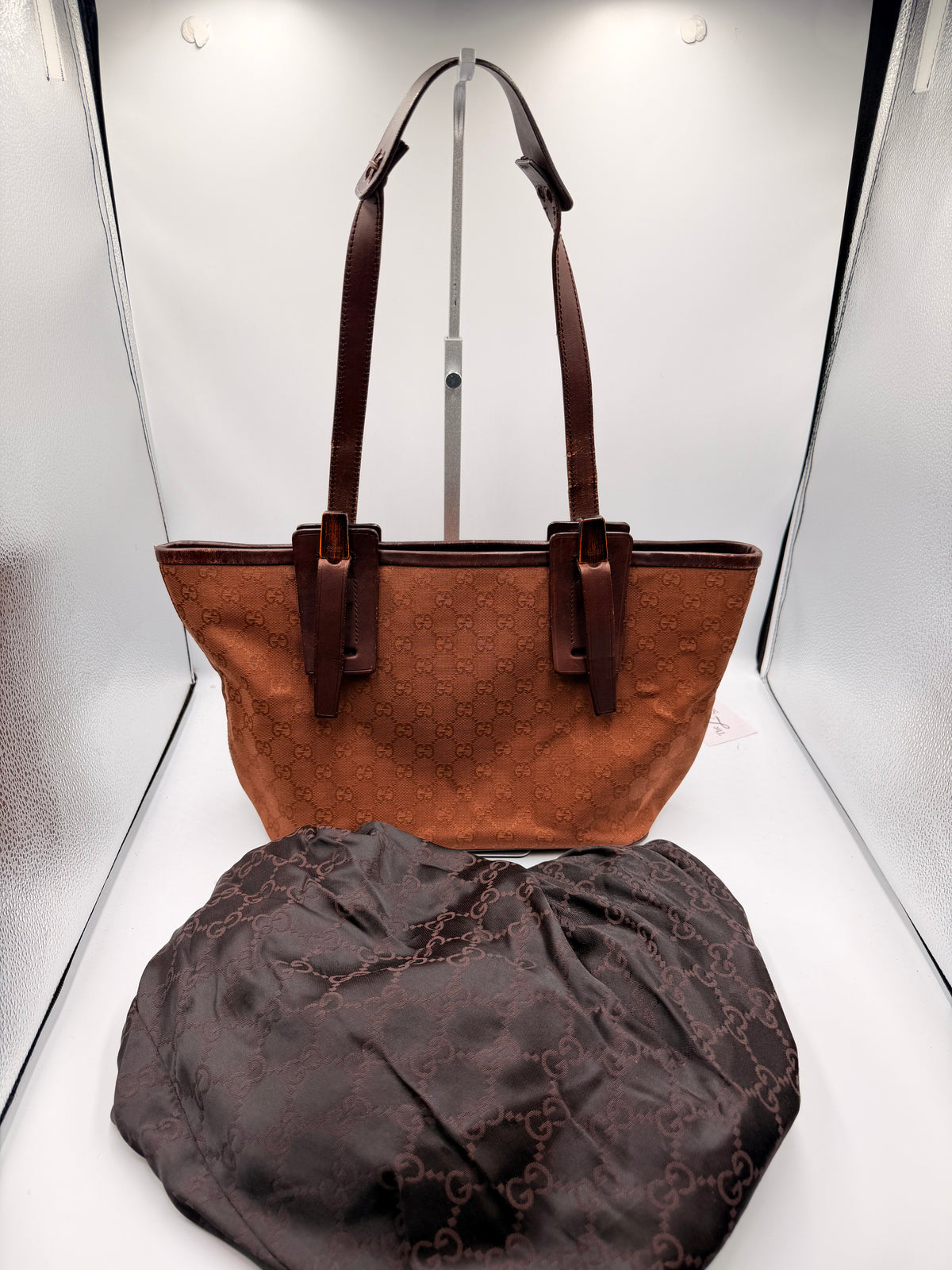 Gucci Brown GG Monogram Canvas Shoulder Tote Bag