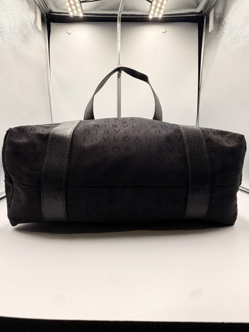 Bvlgari Black Logo Jacquard Tote Bag with Matching Pouch