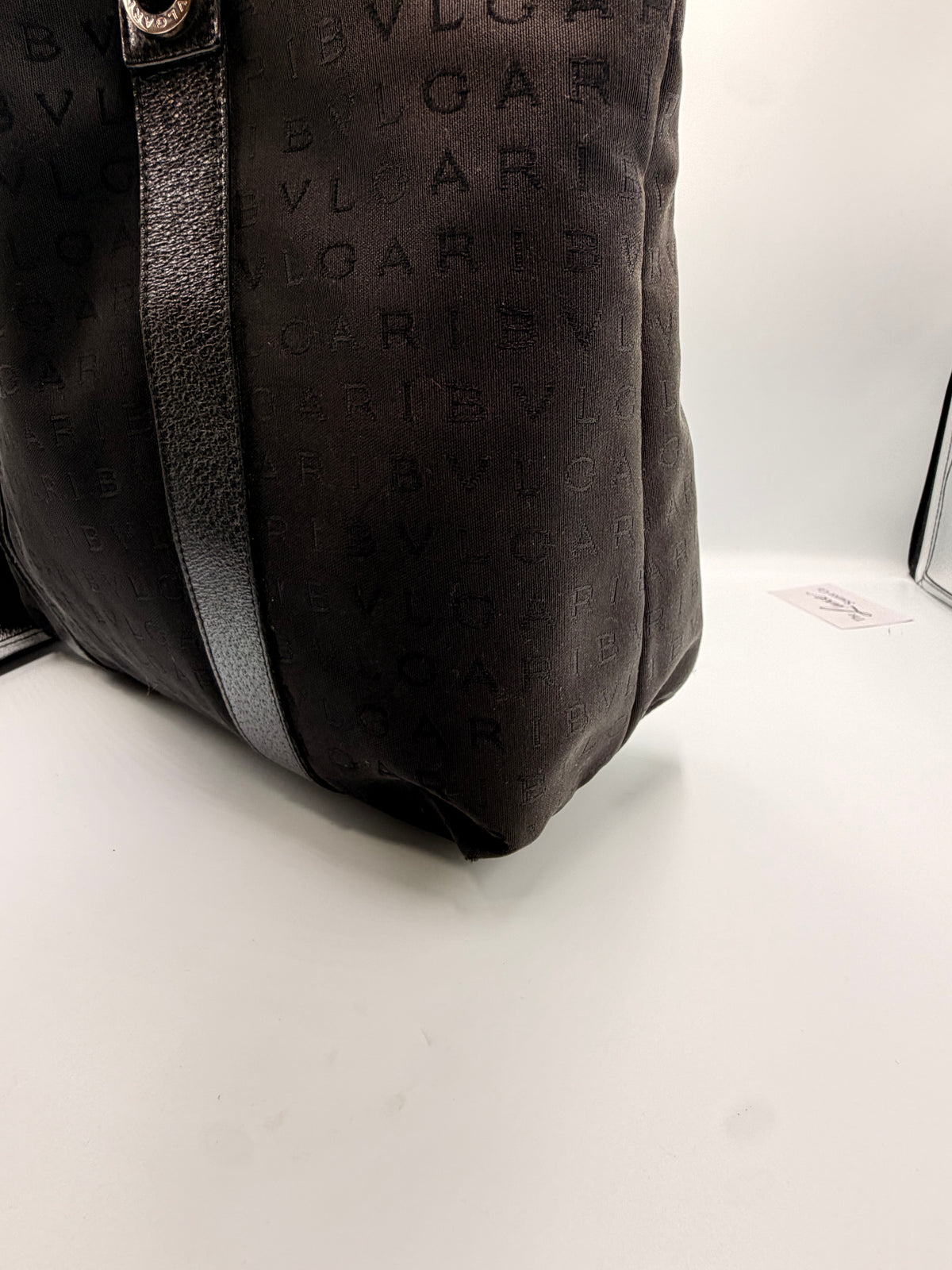 Bvlgari Black Logo Jacquard Tote Bag with Matching Pouch