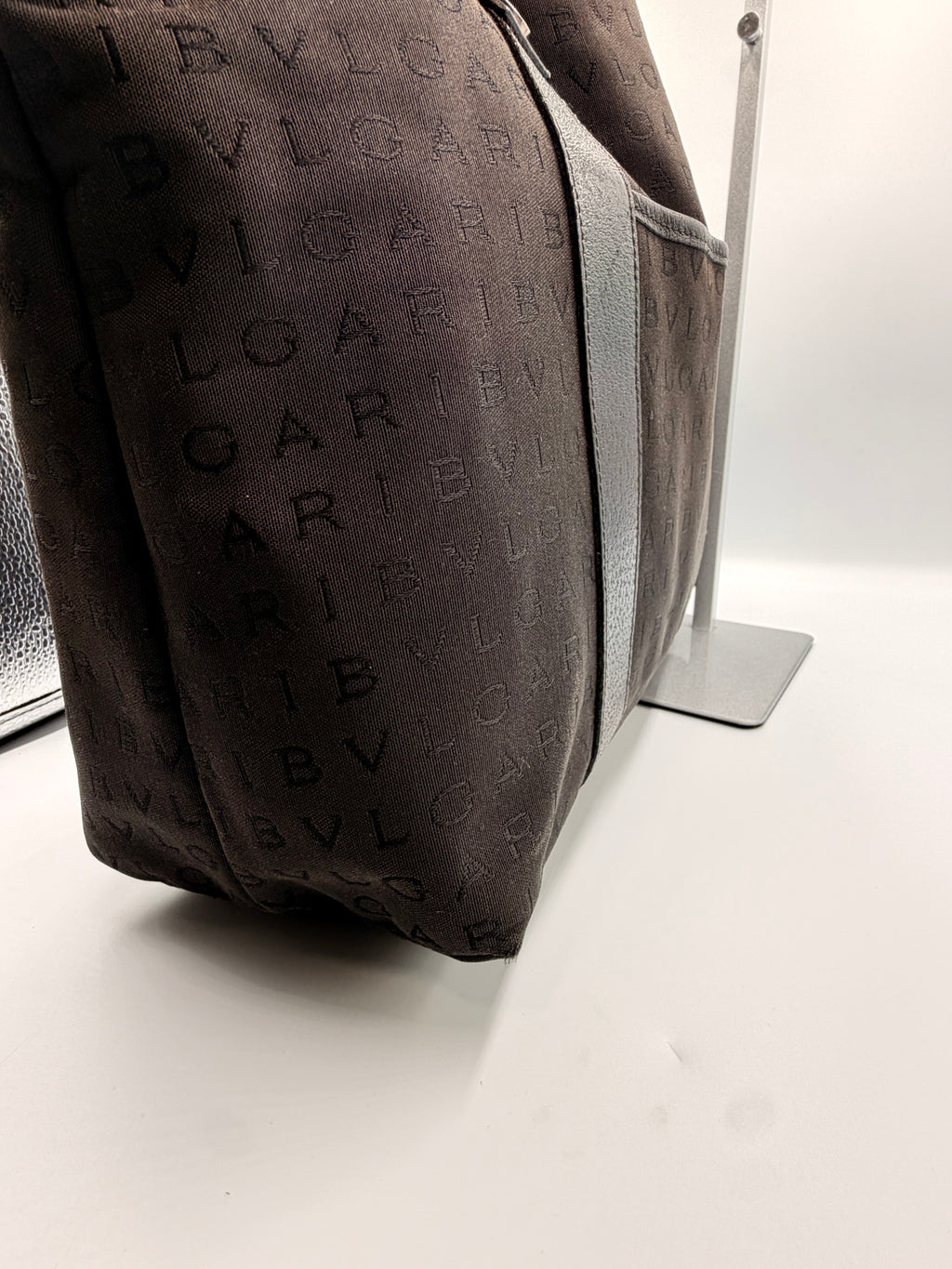 Bvlgari Black Logo Jacquard Tote Bag with Matching Pouch