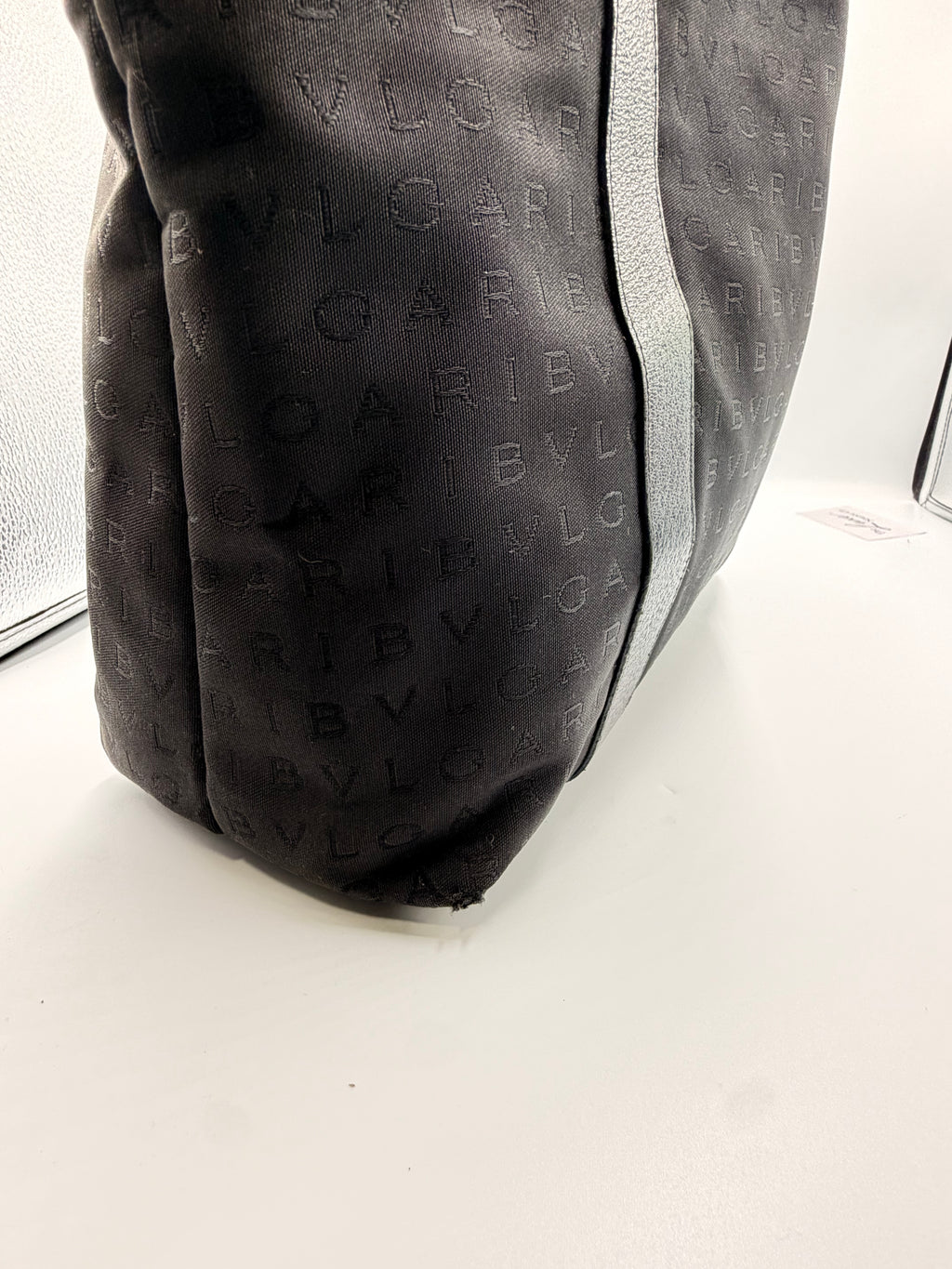 Bvlgari Black Logo Jacquard Tote Bag with Matching Pouch