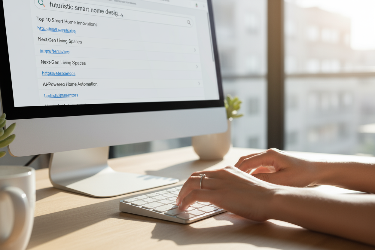 computer search with womans hands