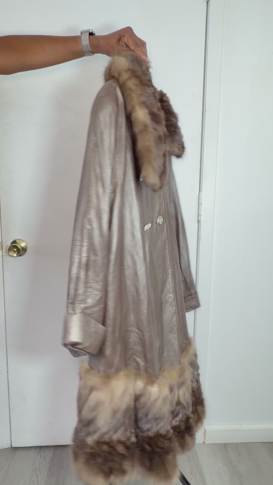Vintage Leather & Mink Trim Coat – XL / 1X 021