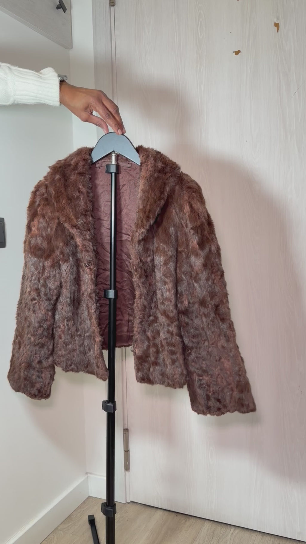 Vintage Real Persian Lamb (Astrakhan) Fur Coat – Chocolate Brown (Small)