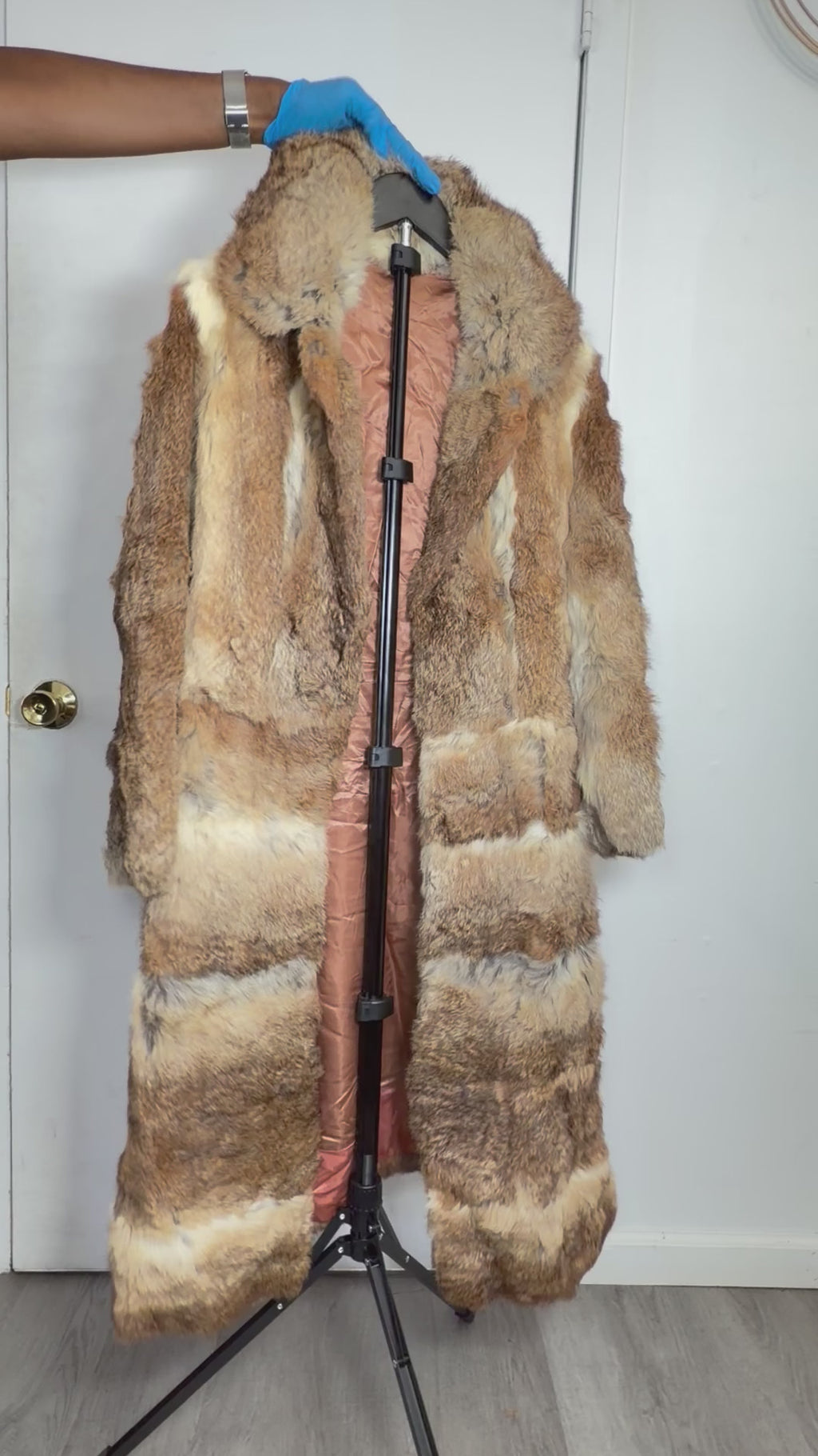 Vintage Natural Rabbit Fur Full-Length Coat – XS/Small 031