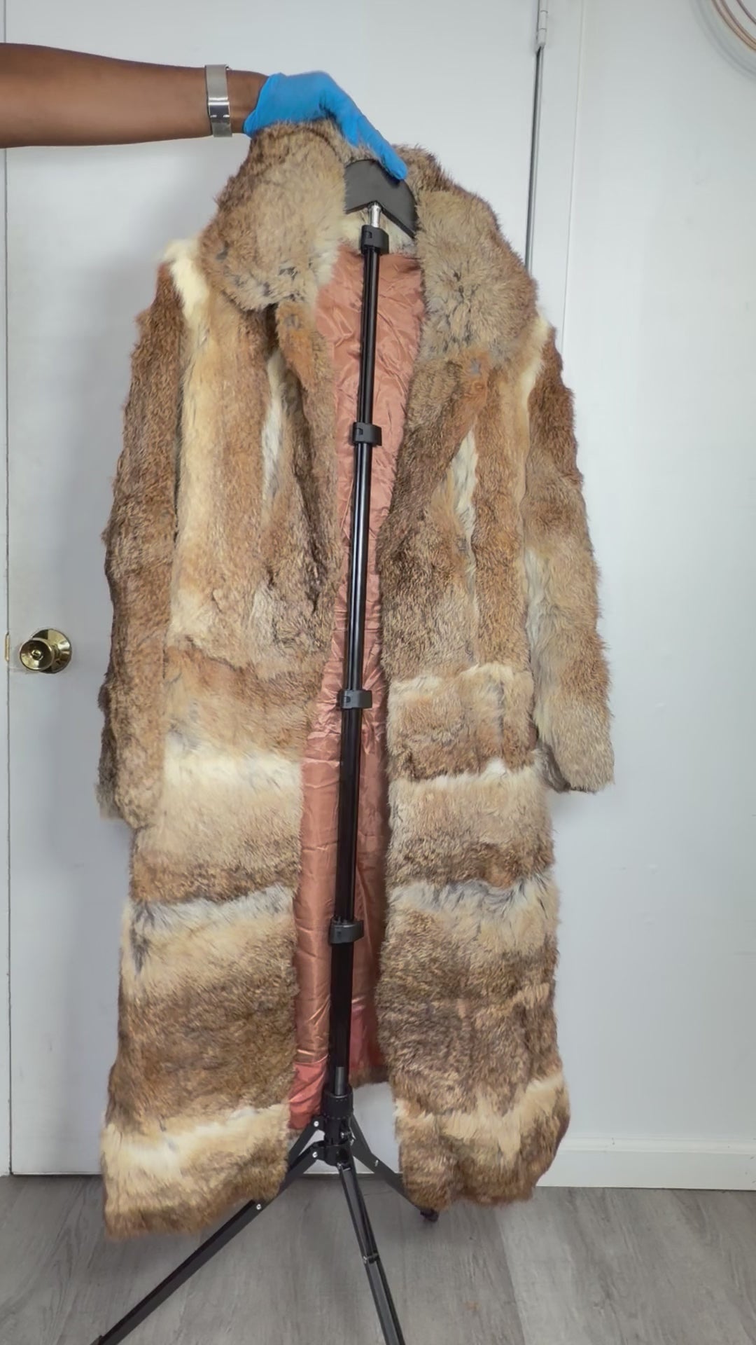 Vintage Natural Rabbit Fur Full-Length Coat – XS/Small 031