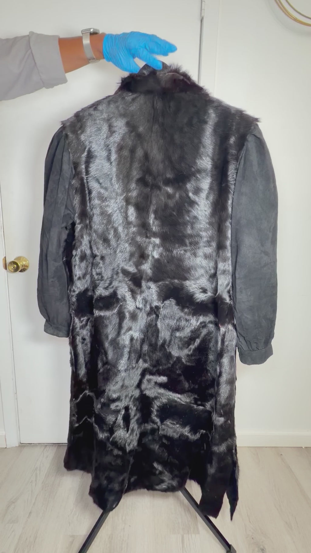 Vintage Black Mink & Suede Coat – Large 036