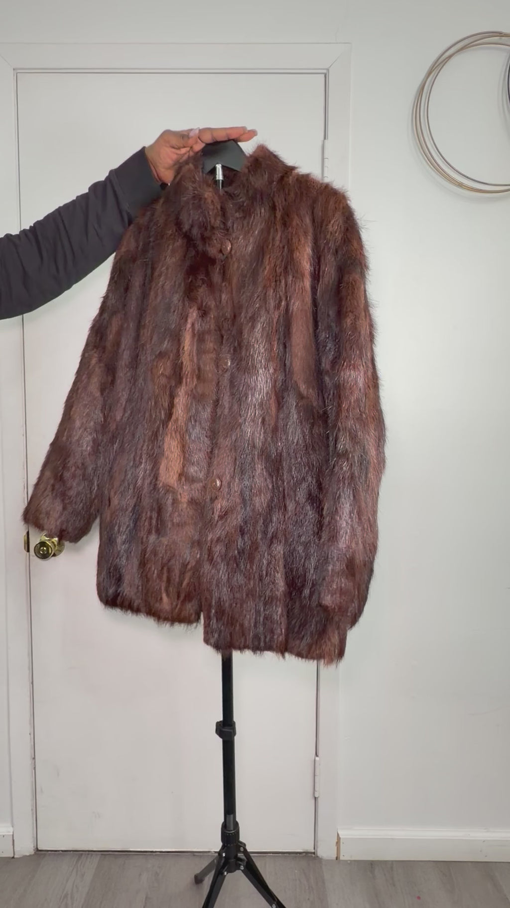 Vintage Real Rabbit Fur Coat – Rich Chestnut Brown (Medium)