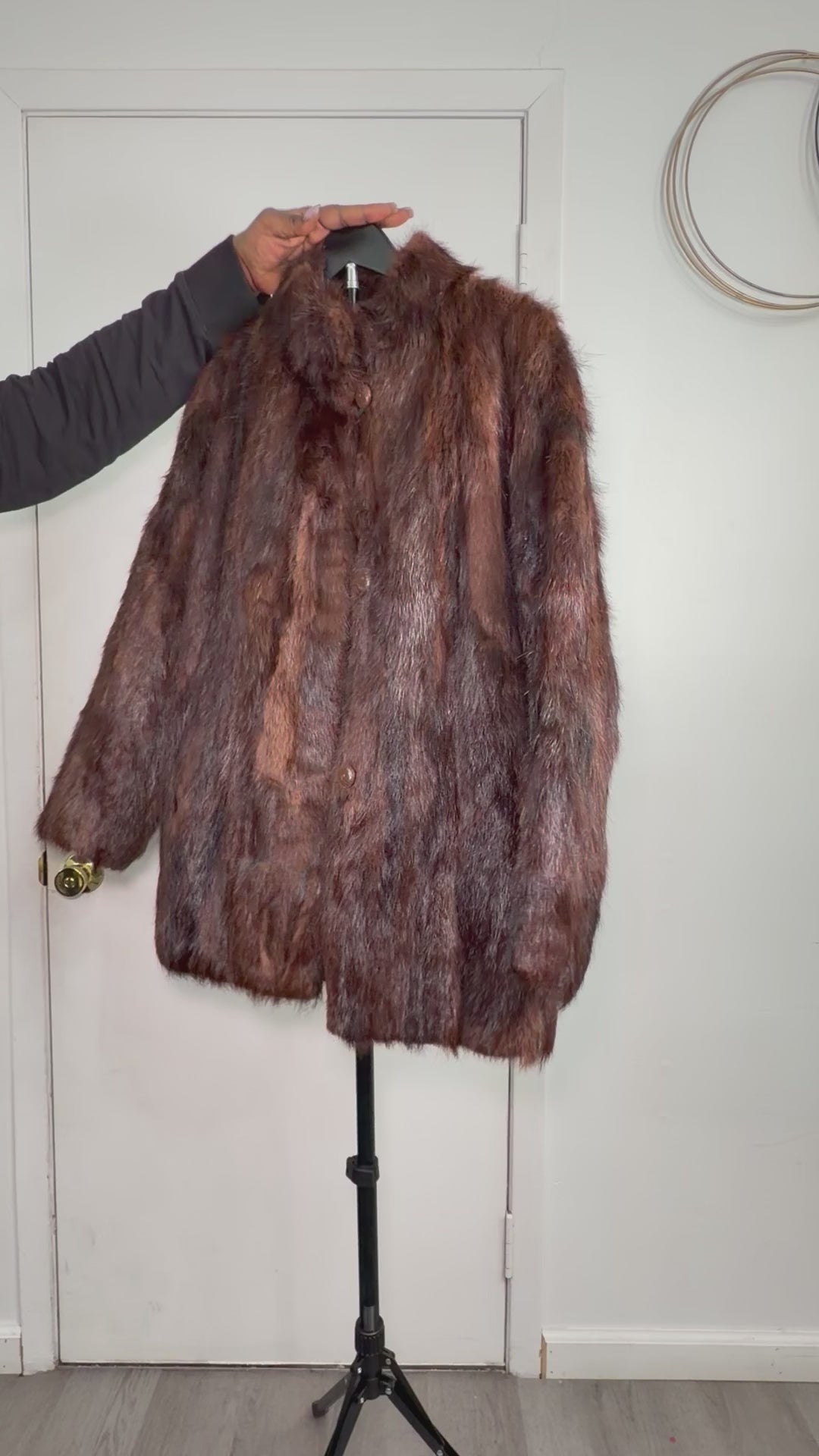Vintage Real Rabbit Fur Coat – Rich Chestnut Brown (Medium)