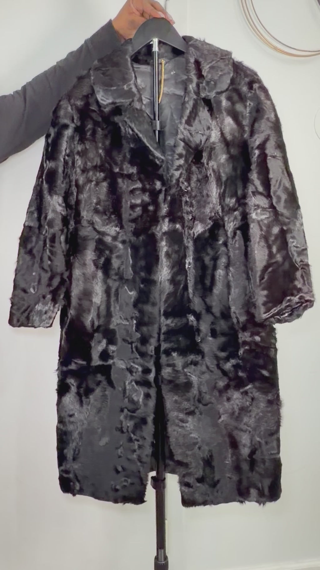 Vintage Persian Lamb Fur Coat – Deep Black (Small)