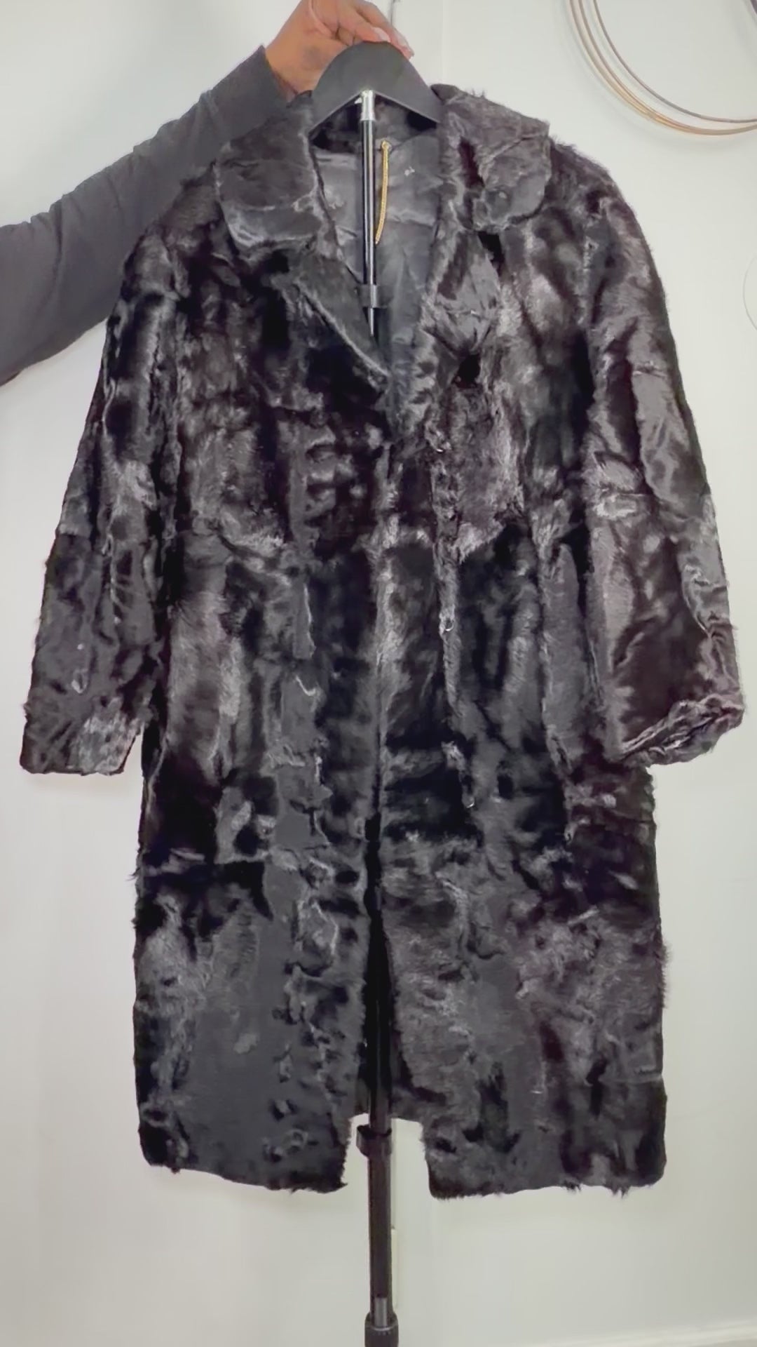 Vintage Persian Lamb Fur Coat – Deep Black (Small)