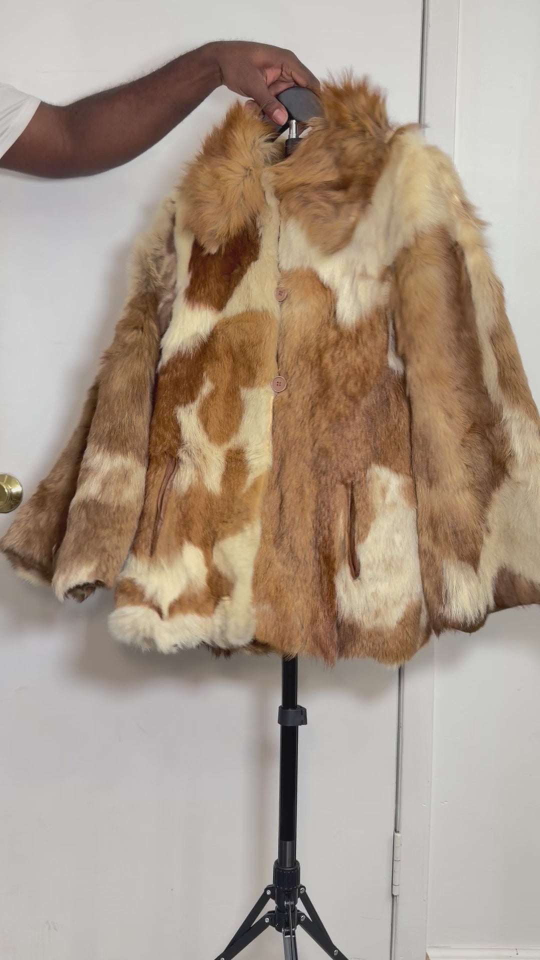 Vintage Patchwork Rabbit Fur Coat (Natural) – Medium / Large 009