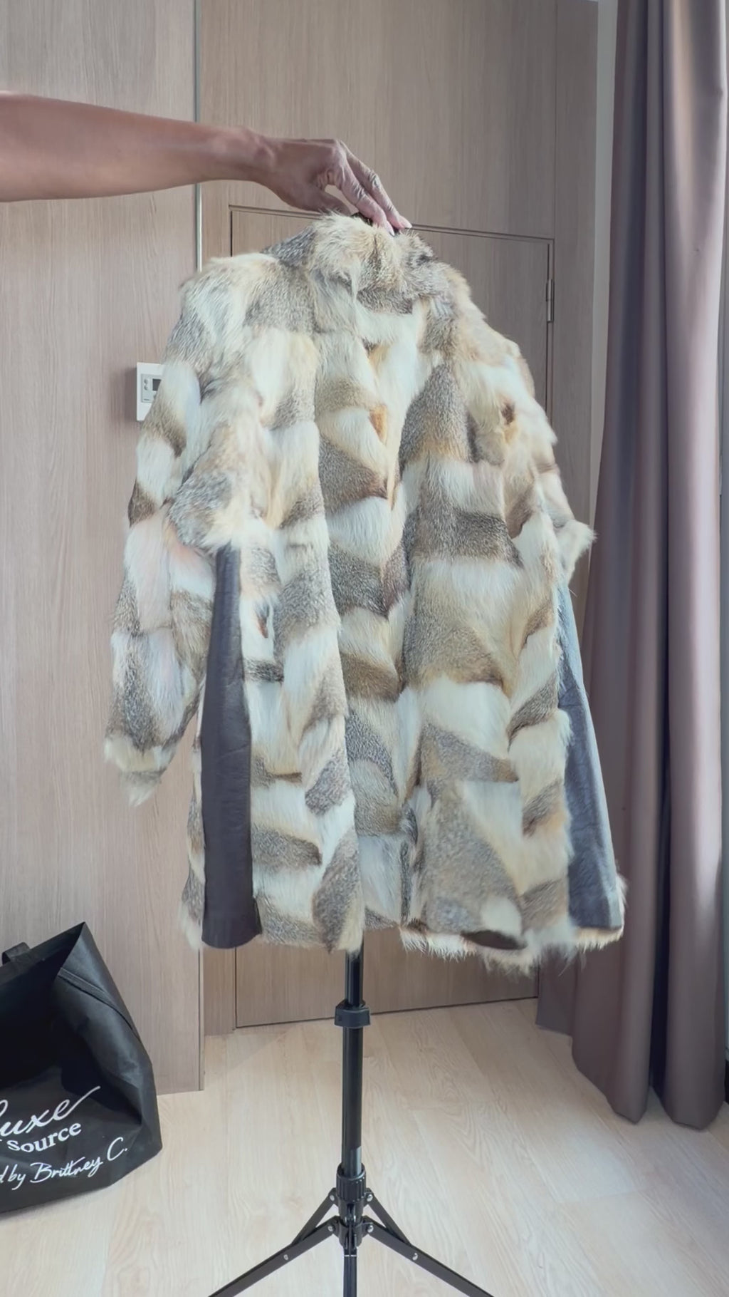 Vintage Patchwork Rabbit Fur Jacket – Small -031