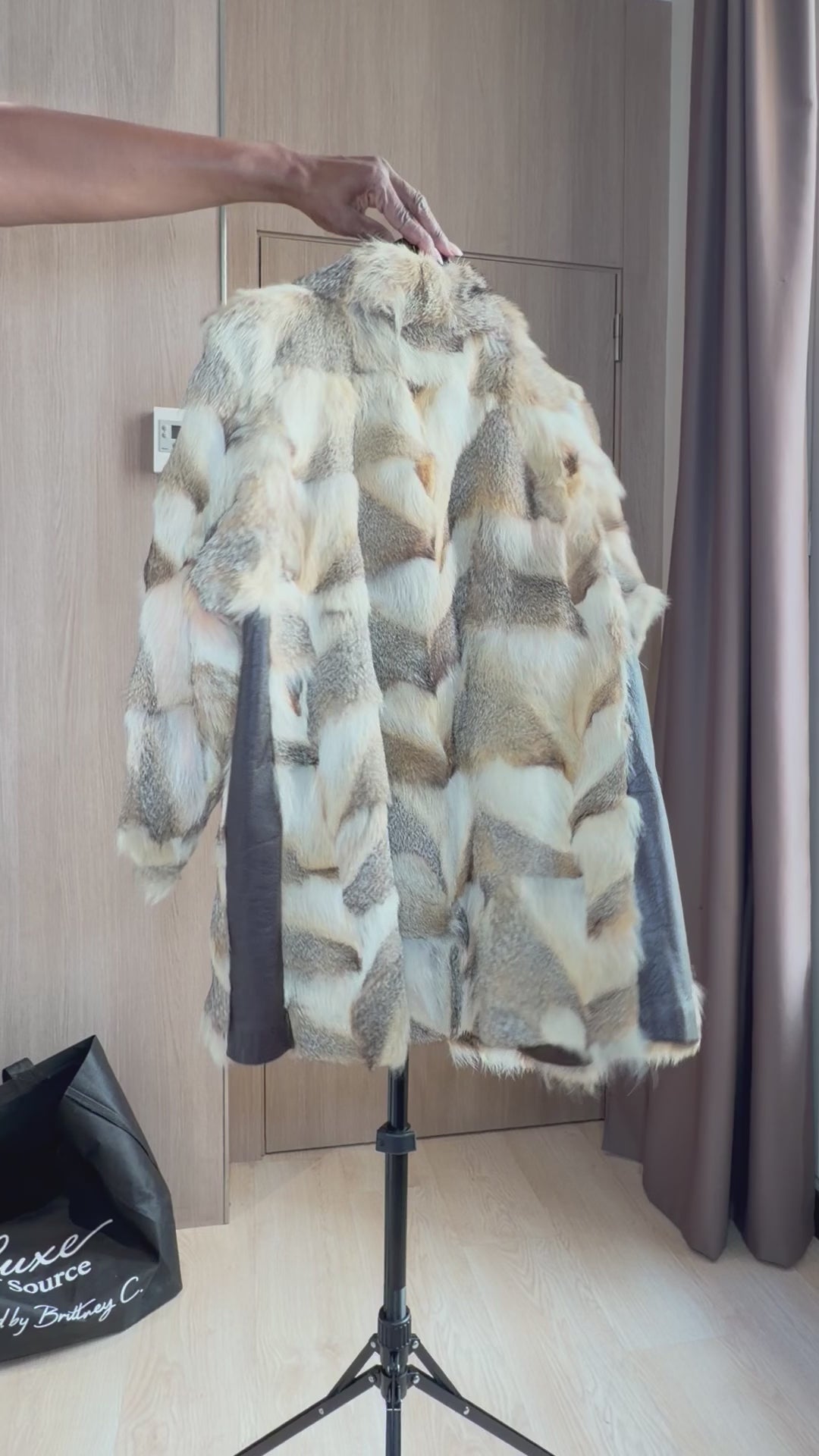 Vintage Patchwork Rabbit Fur Jacket – Small -031
