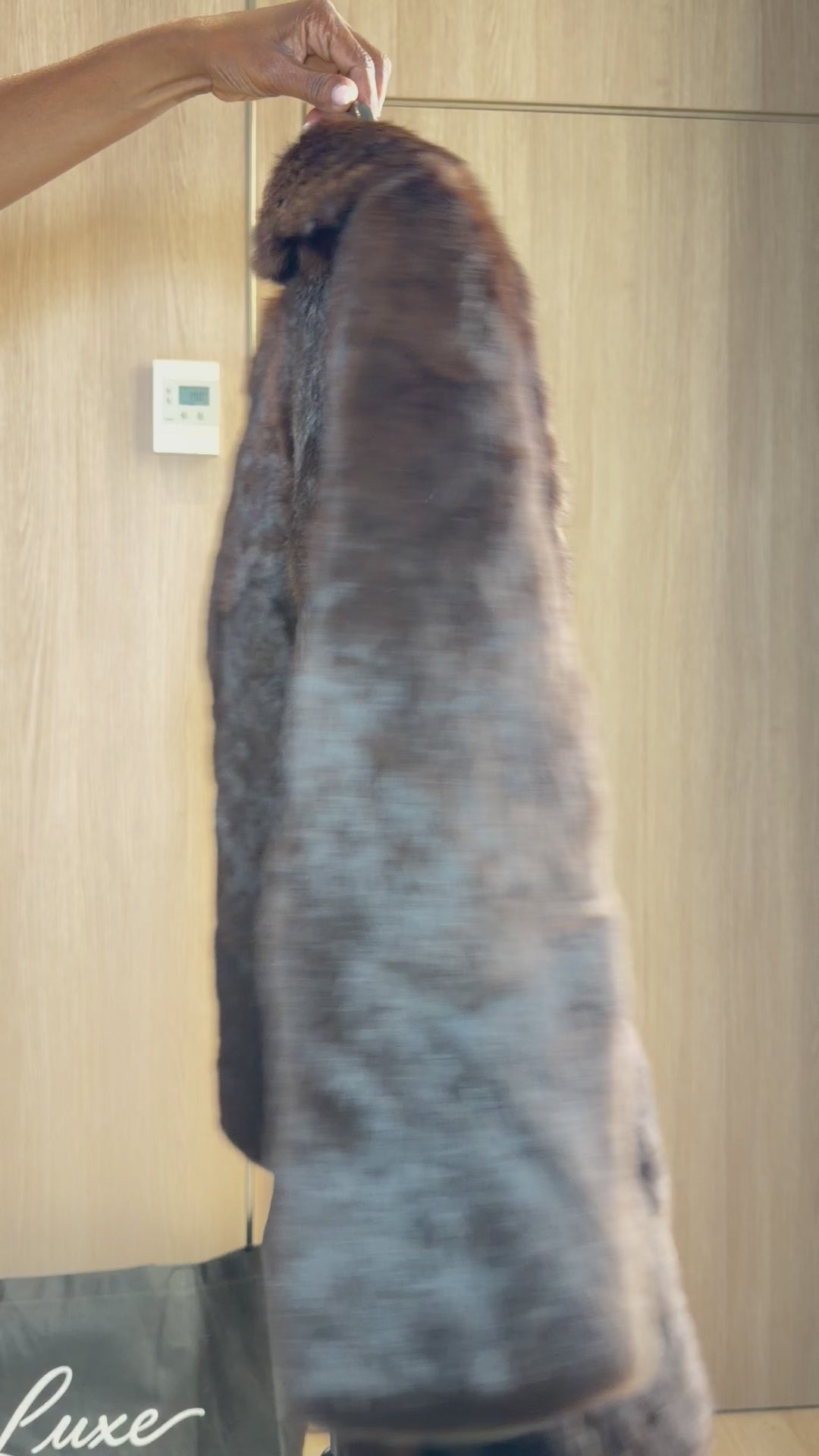 Vintage Dark Brown Rabbit Fur Coat - L- 010