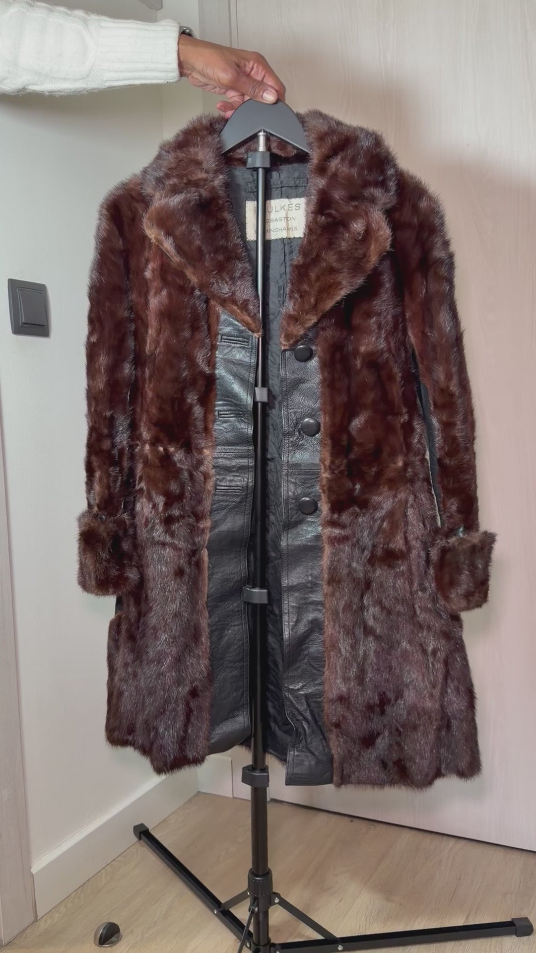 Vintage Brown Mink Fur & Leather Coat – XSmall