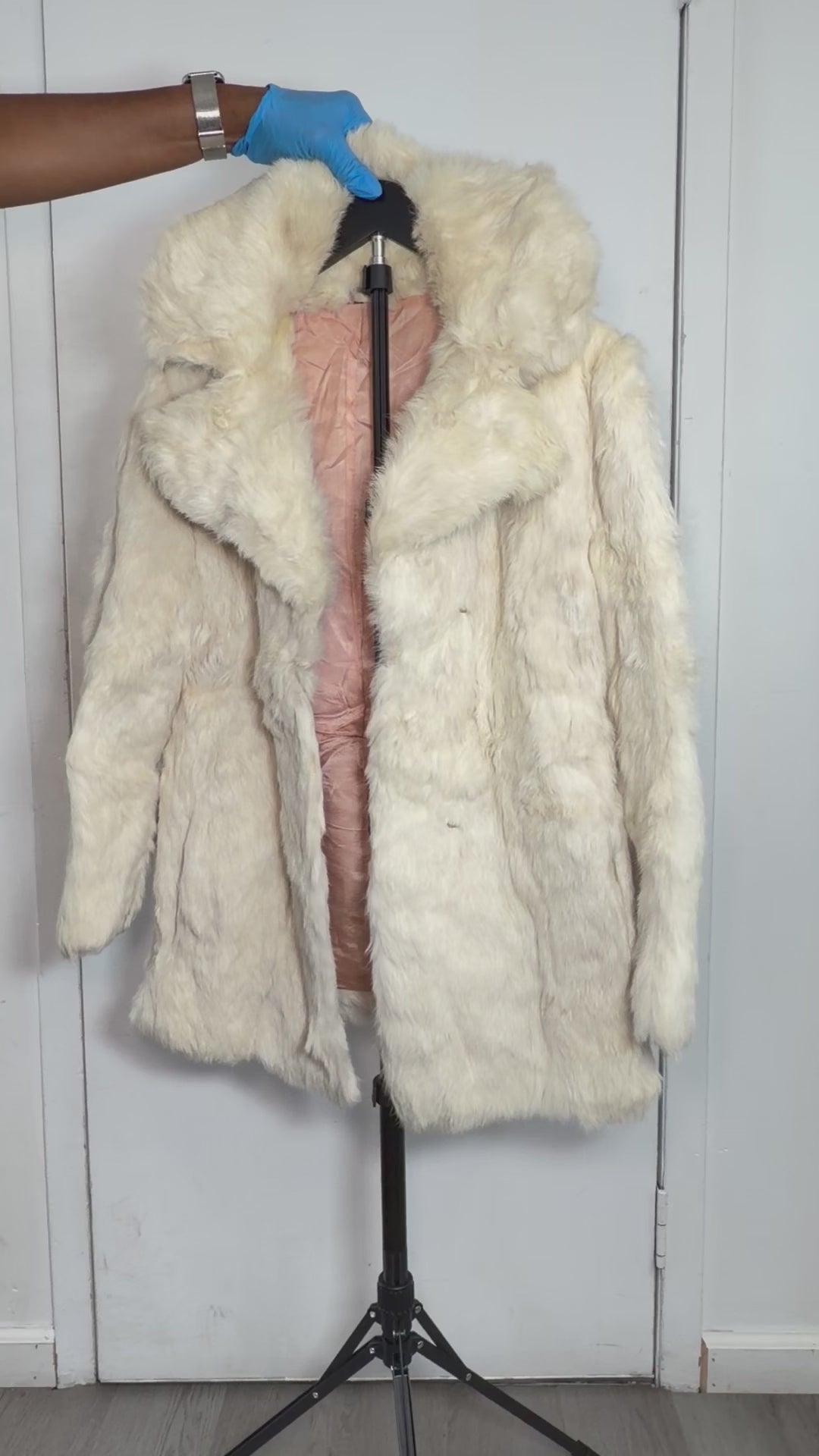 Vintage Ivory Rabbit Fur Coat – Small 026