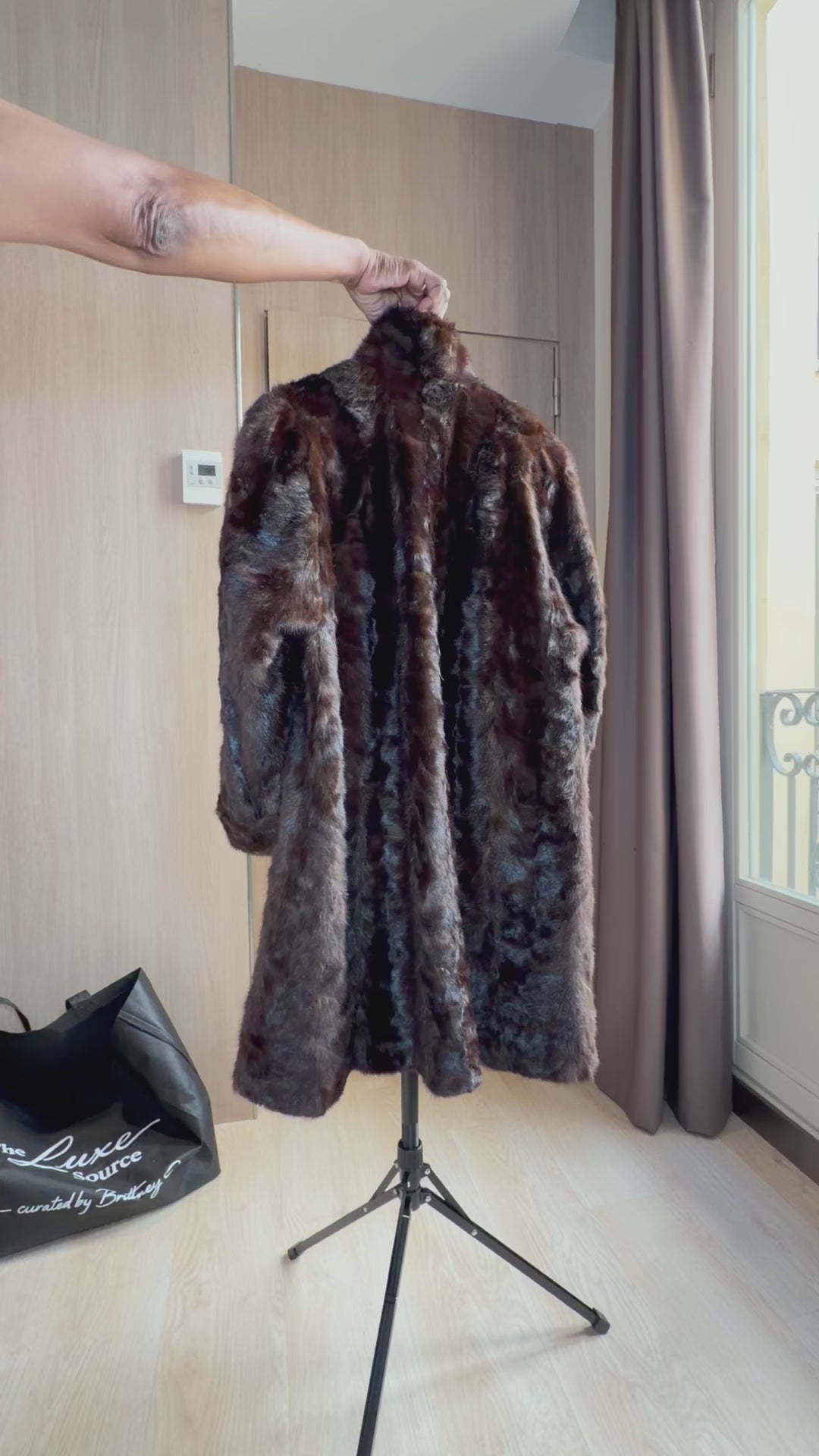 Vintage Dark Mahogany Sheared Mink Fur Coat – Large-036
