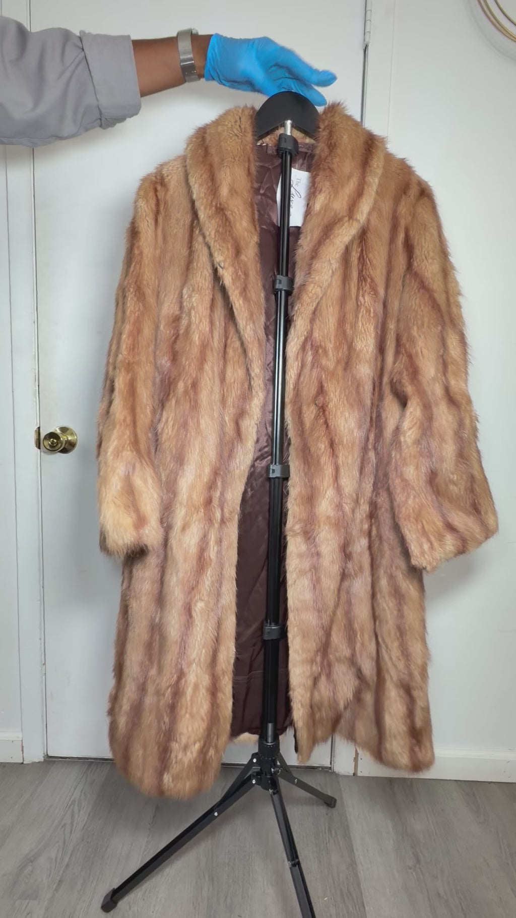 Vintage Honey Blonde Ranch Mink Fur Coat- Large 045